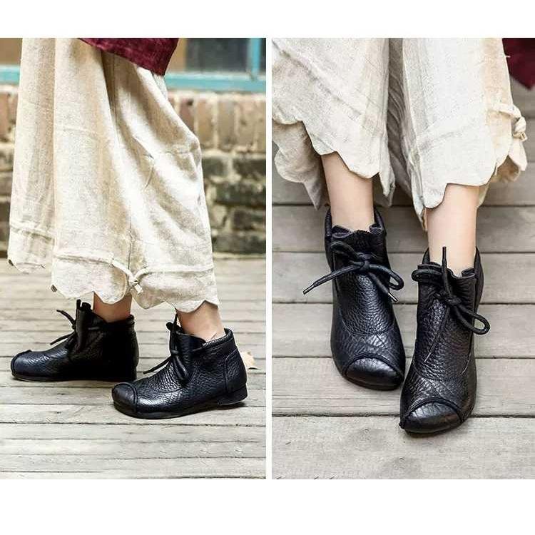 Women's Leather Lace-Up Winter Ankle Boots