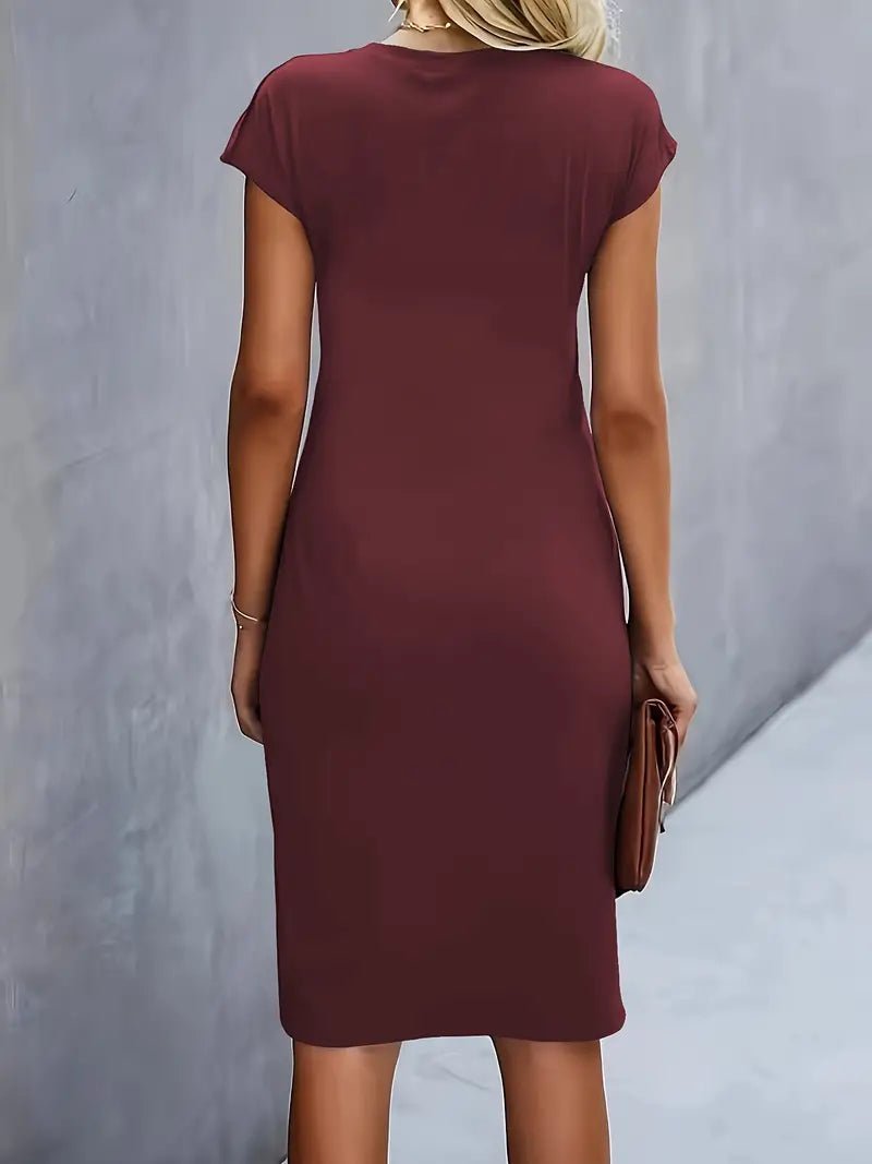 Women's Black Bodycon Midi Party Dress