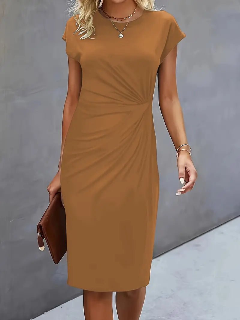 Women's Black Bodycon Midi Party Dress - Khaki