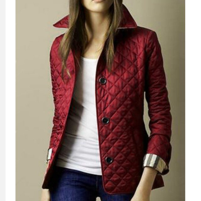 Women's Slim Quilted Puffer Jacket - Burgundy