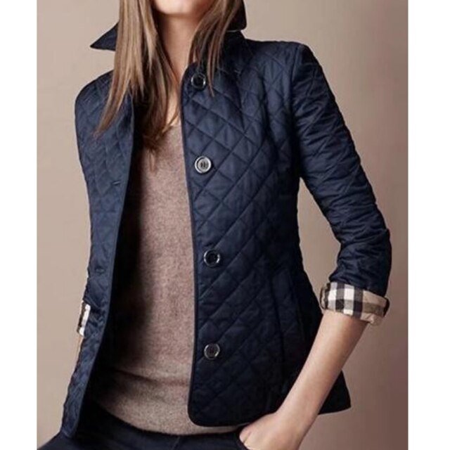 Women's Slim Quilted Puffer Jacket - Navy Blue