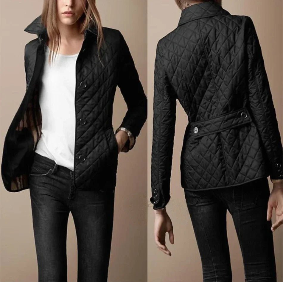 Women's Slim Quilted Puffer Jacket - Black