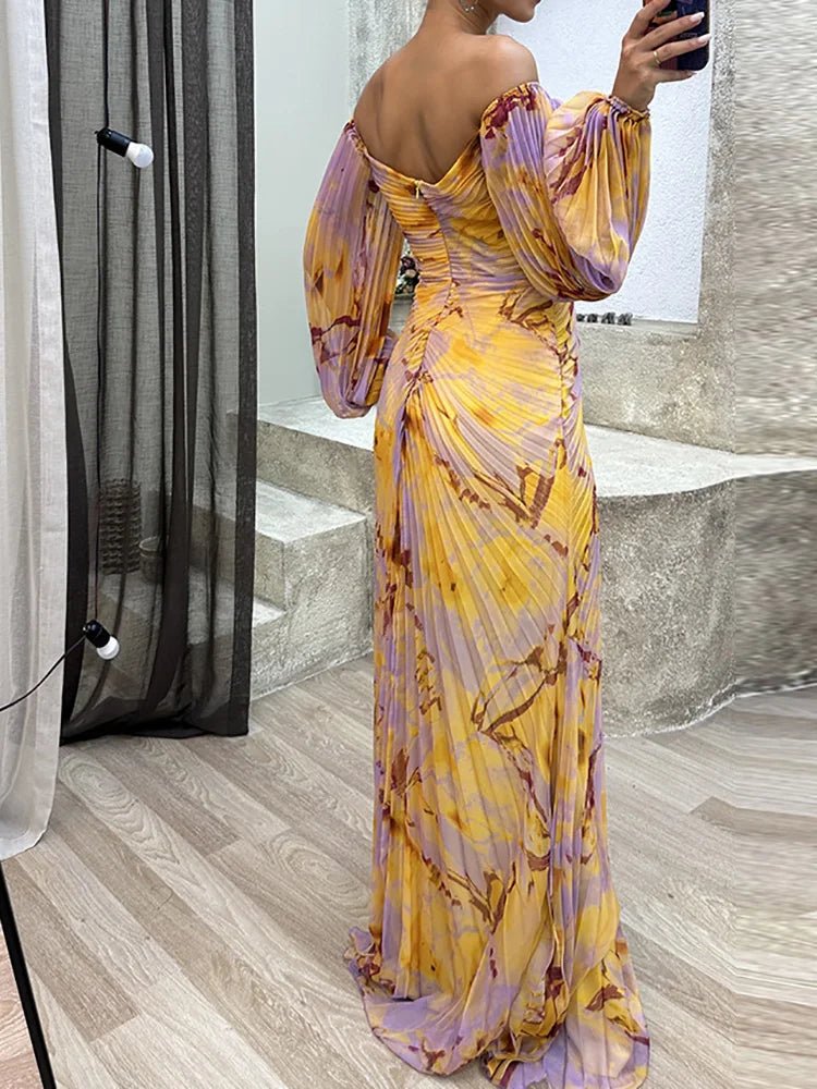 Women's Floral Sequin Off-Shoulder Maxi Party Dress