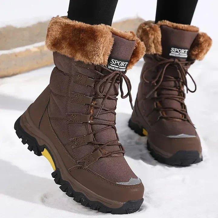 Women's Mid-Calf Waterproof Snow Boots - Brown