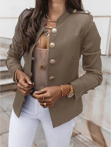 Women's Slim Military Blazer - Khaki