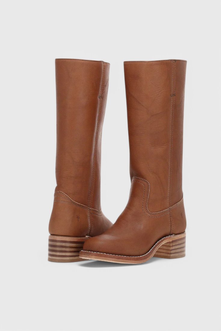 Women's Leather Knee-High Boots - Brown