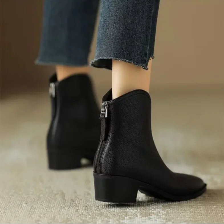 Women's Leather Pointed-Toe Ankle Boots