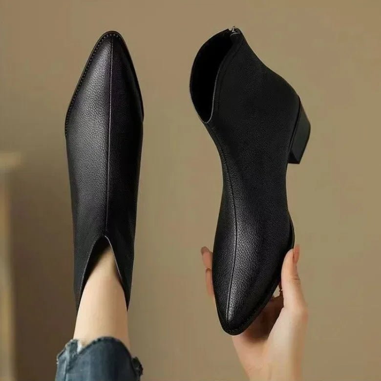 Women's Leather Pointed-Toe Ankle Boots