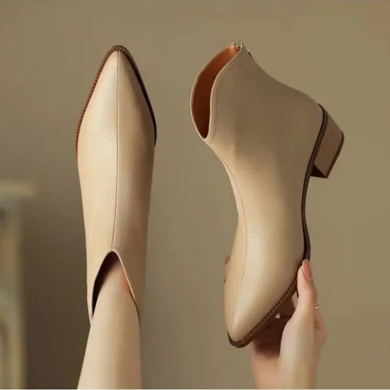 Women's Leather Pointed-Toe Ankle Boots