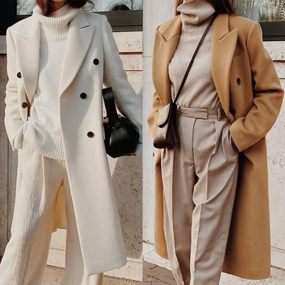 Women's Double-Breasted Belted Wool Overcoat