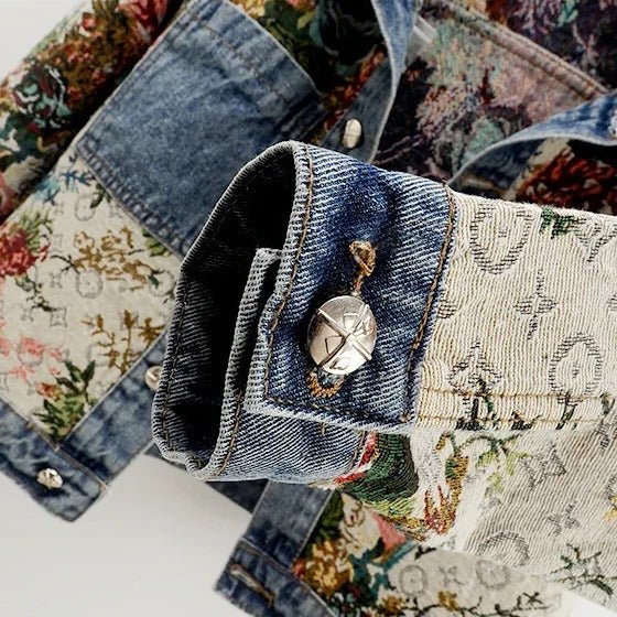 Women's Floral Cropped Denim Jacket
