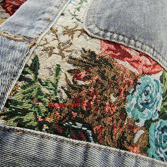 Women's Floral Cropped Denim Jacket