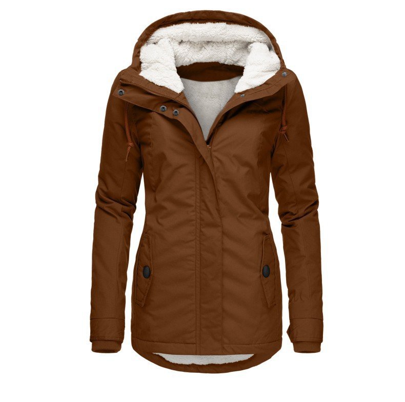 Women's Sherpa-Lined Hooded Teddy Parka - Brown