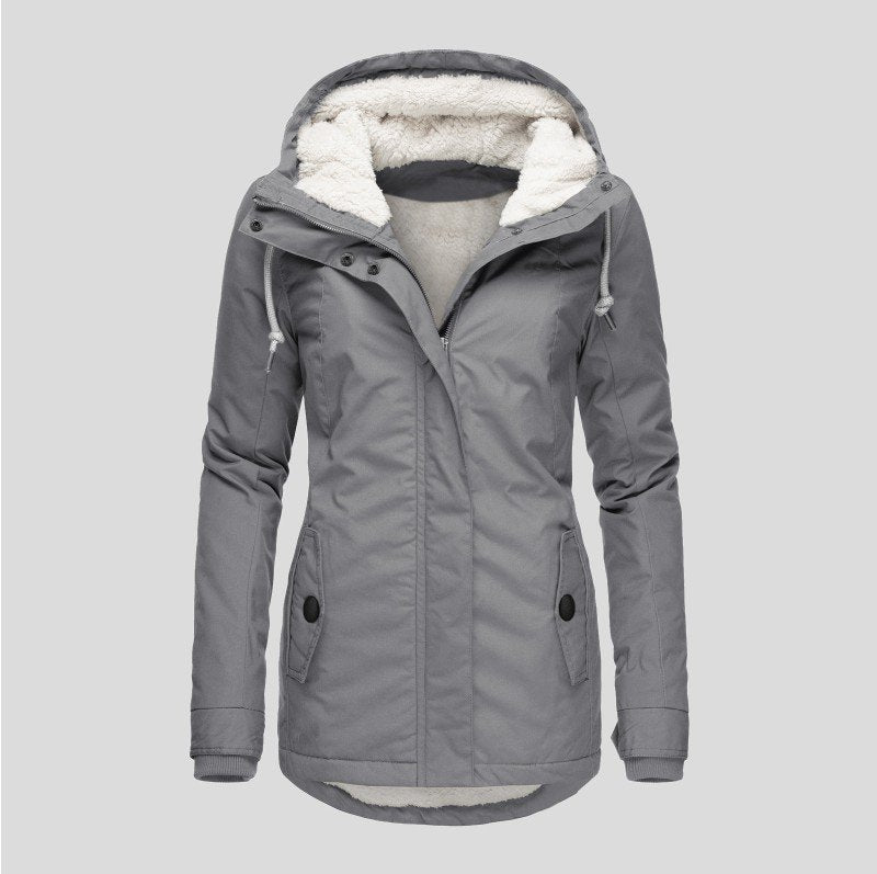 Women's Sherpa-Lined Hooded Teddy Parka - Gray