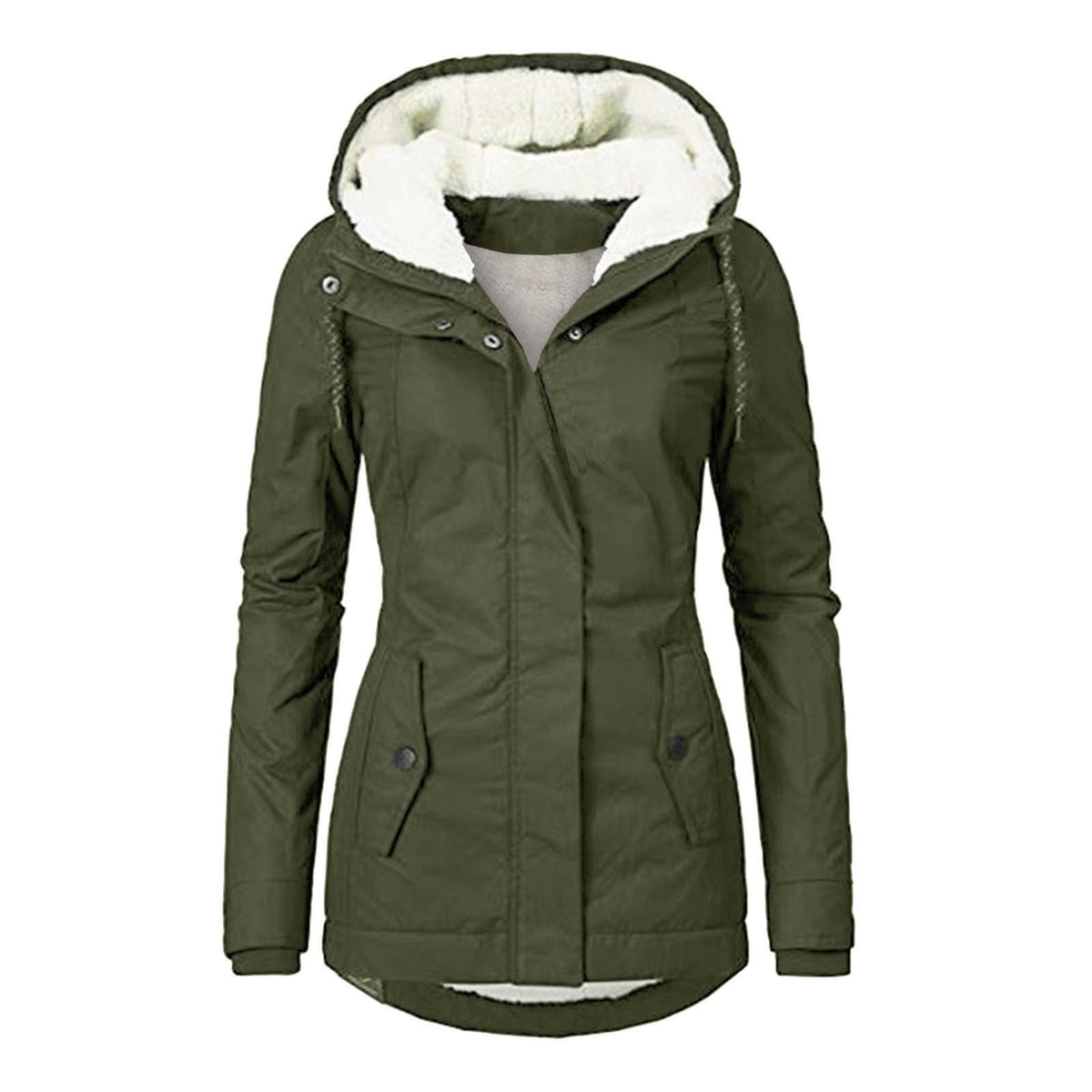 Women's Sherpa-Lined Hooded Teddy Parka - Army Green