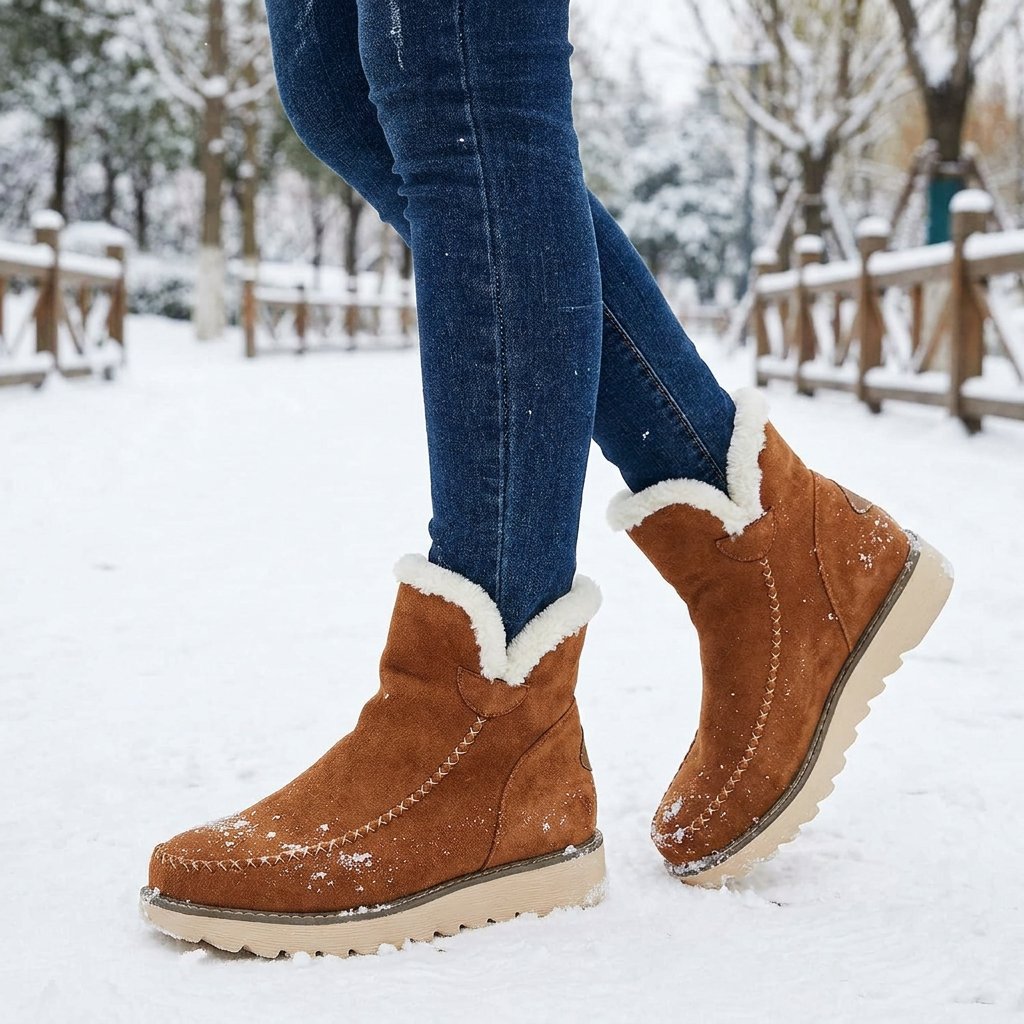 Women's Suede Platform Winter Ankle Boots