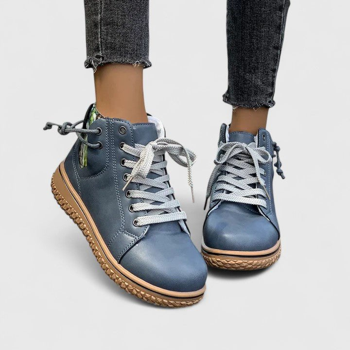 Women's Faux Leather Ankle Boots - Blue