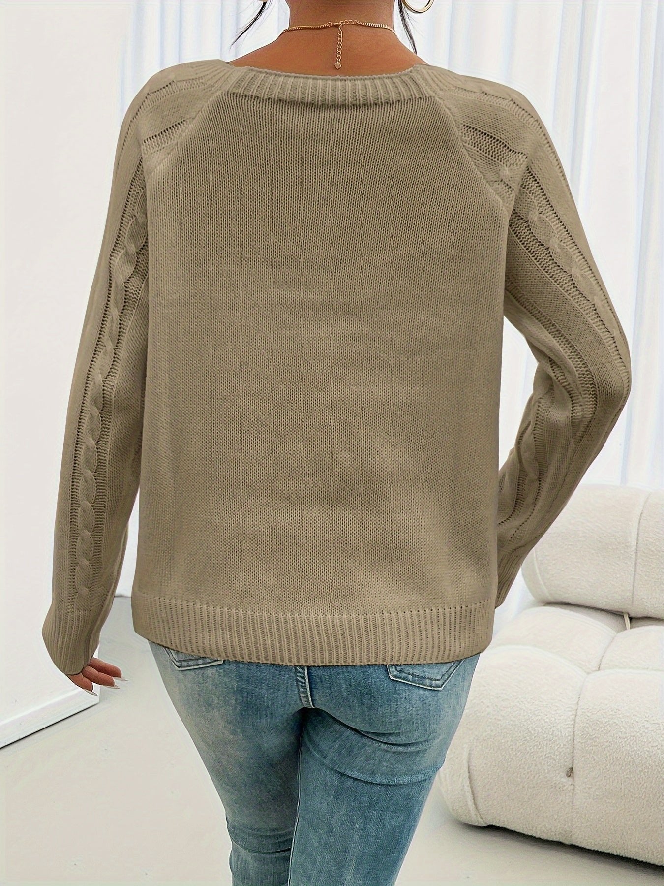 Women's Cable Knit Scoop-Neck Jumper