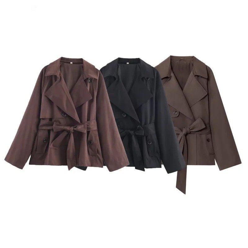 Women's Cotton Cropped Trench Jacket